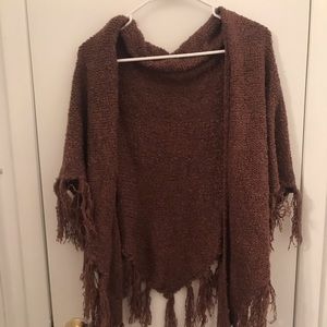 Knitted Fringed Shall Scarf